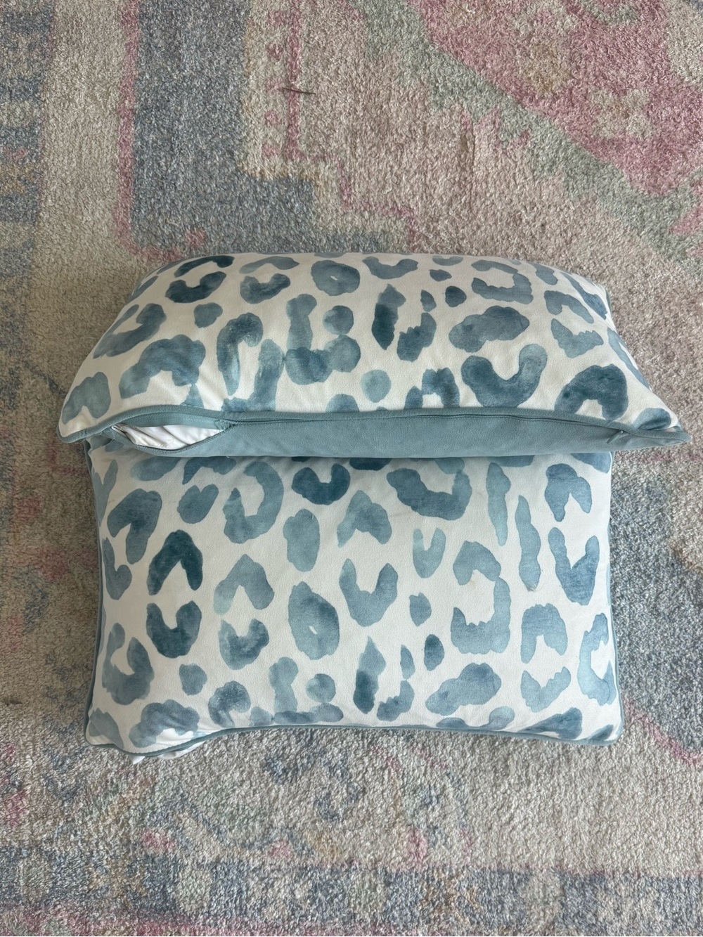 Blue Leopard Print Decorative Pillow - Set of 2